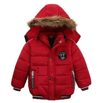 Veste d'hiver chaude à col en fourrure pour bébé garçon 