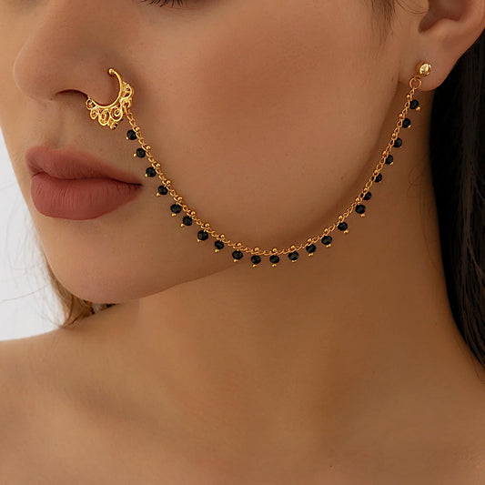 Small Crystal Bead Nose Ring Clip