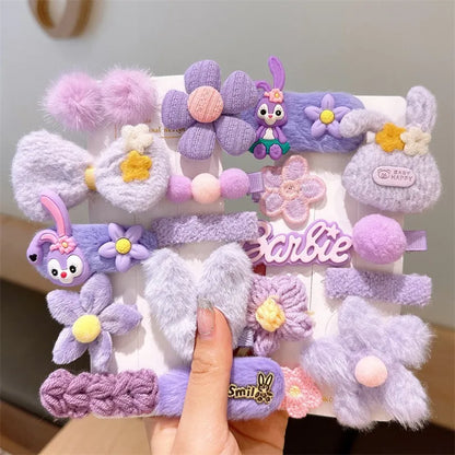 Ensemble de pinces à cheveux en peluche pour enfants