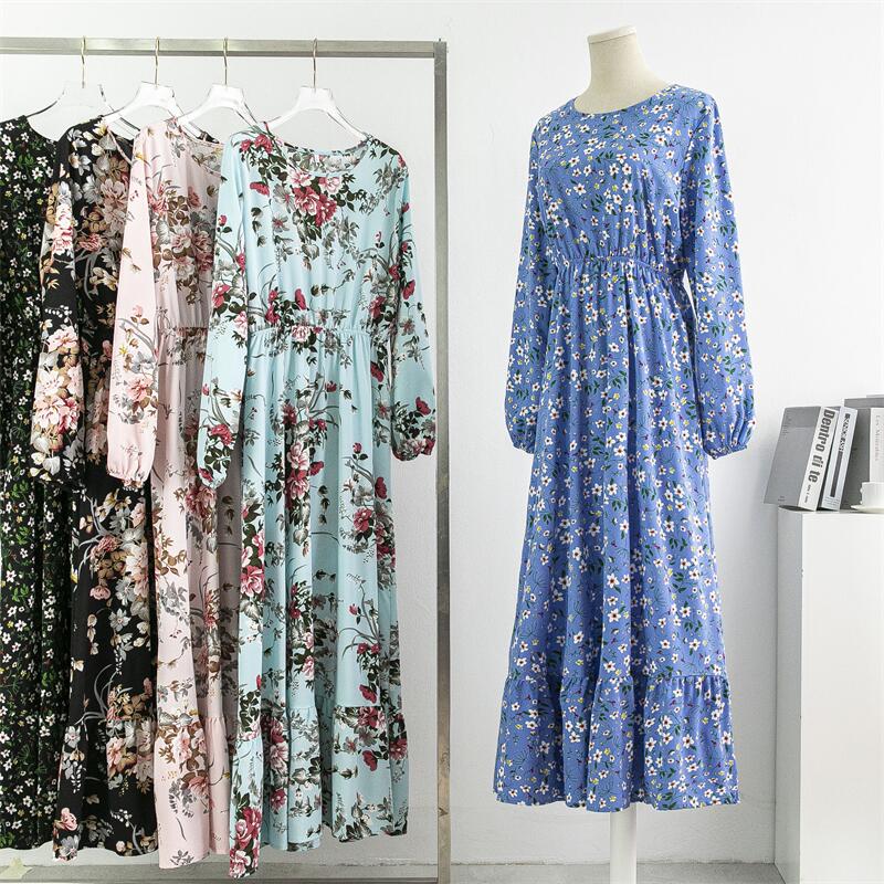 Floral Printed Muslim Maxi Dress