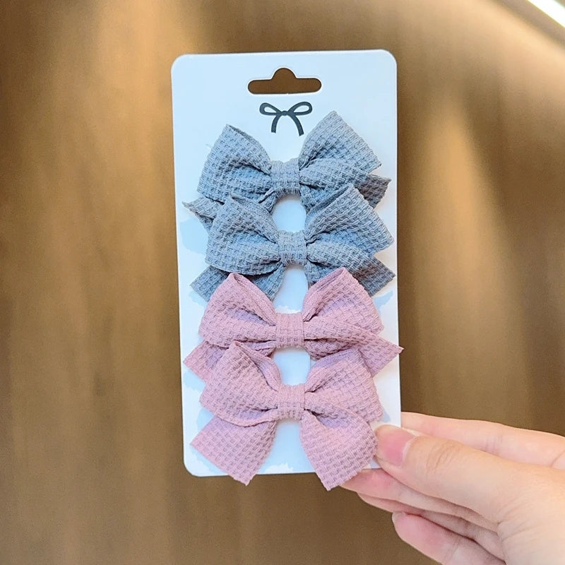 4-Piece Cotton Dot Printed Hair Clips Set