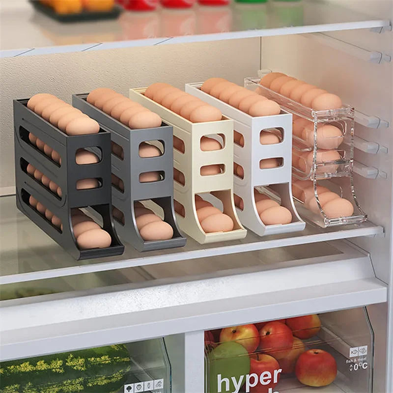 Rolling Egg Storage Box for Refrigerator Organizer