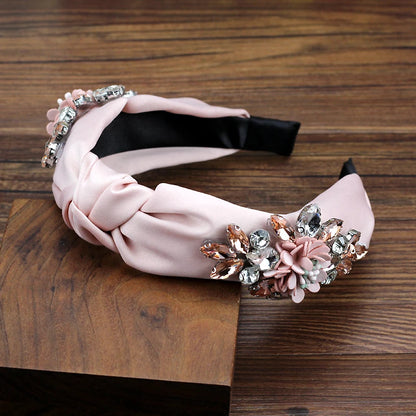 Women's Handmade Rhinestone Bow Crystal Flower Hairbands