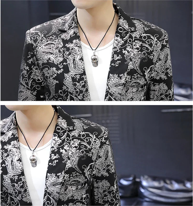 mens printed blazer