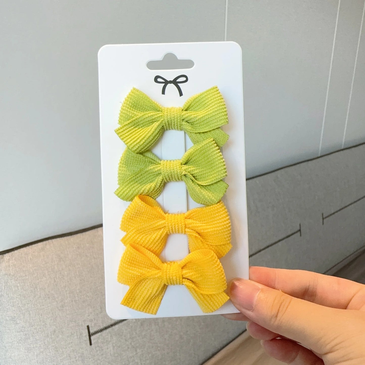 6/10pc Kids Solid Color Ribbon Bow Hair Clips