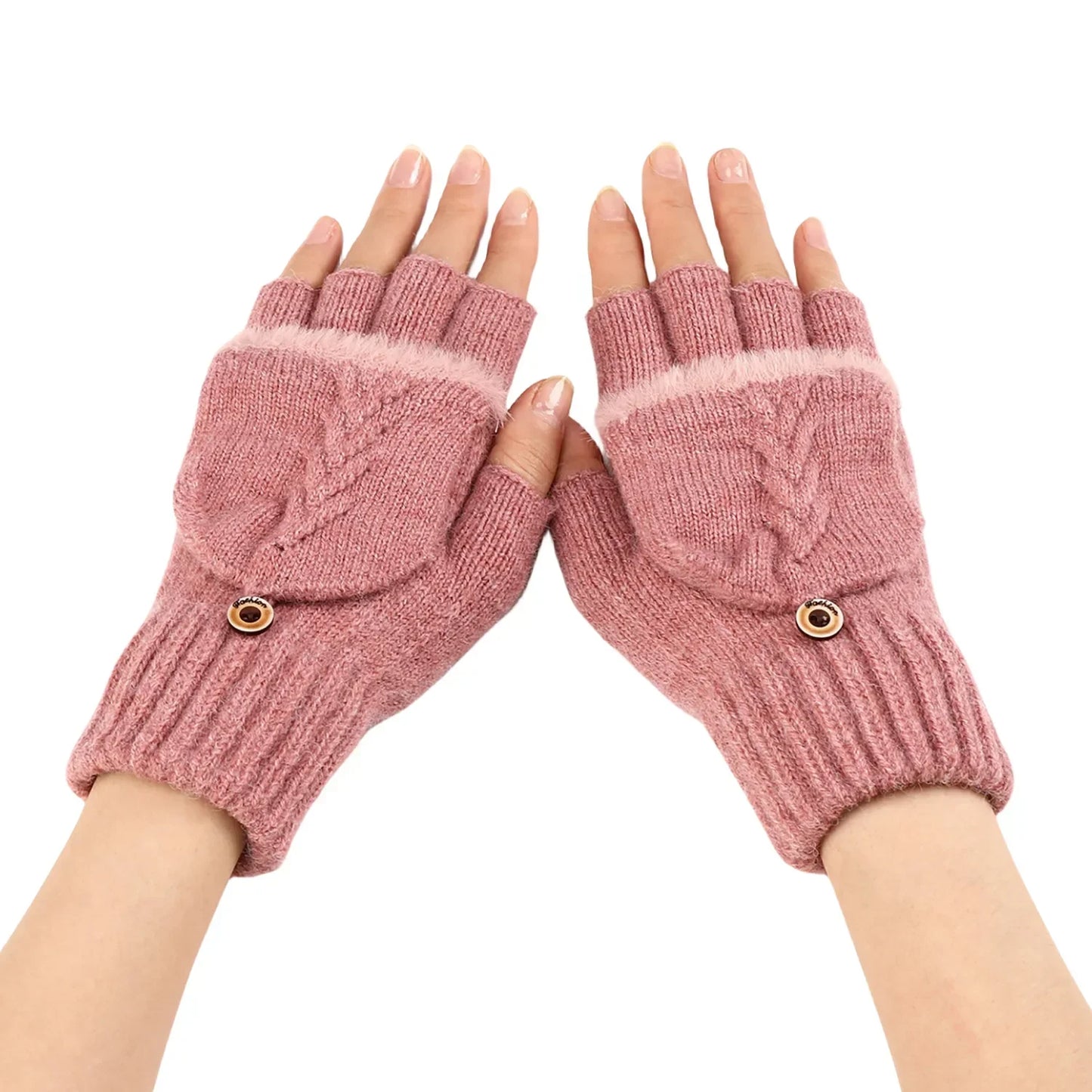 Knitted Fingerless Wool Gloves