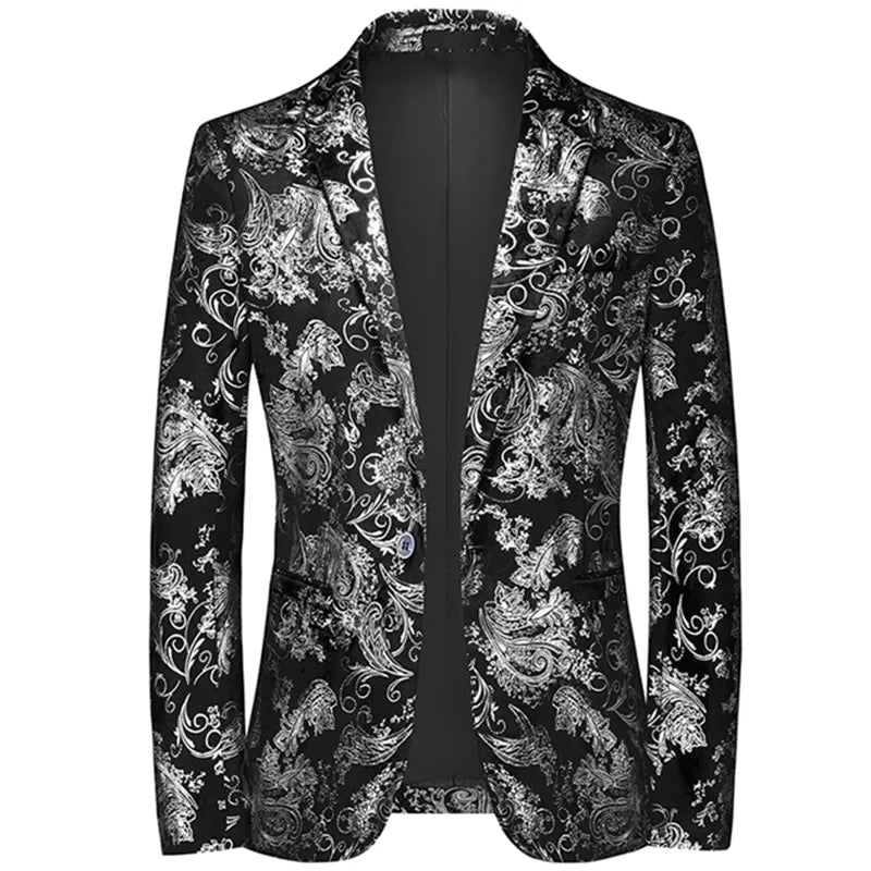 black printed blazer for men