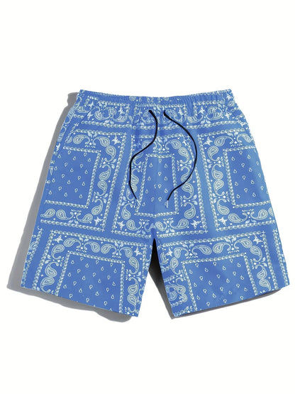 Men Casual Paisley Print Beach Shorts
