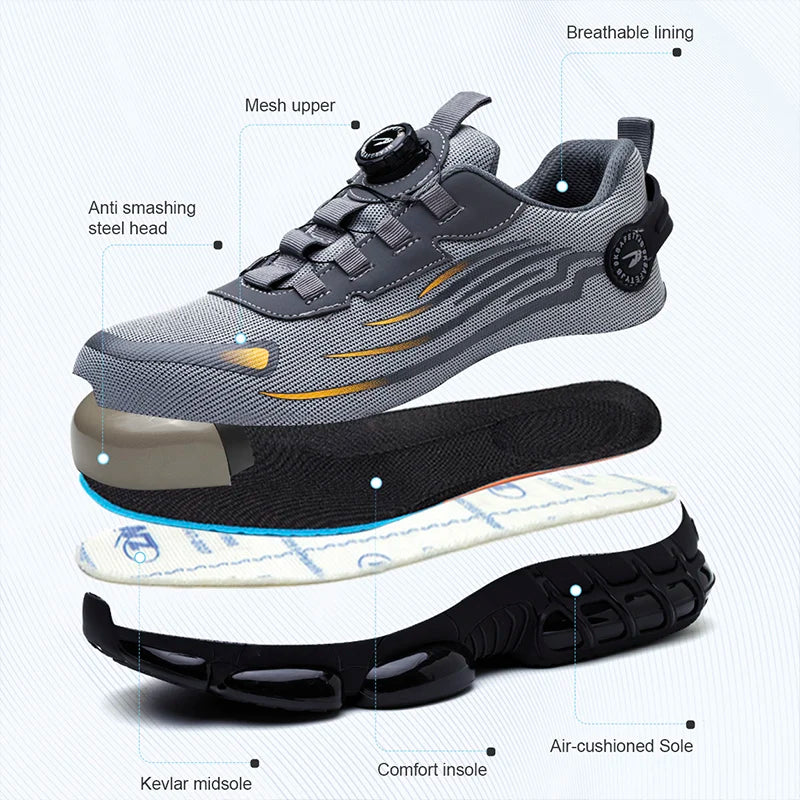 Men's Safety Shoes with Rotating Button
