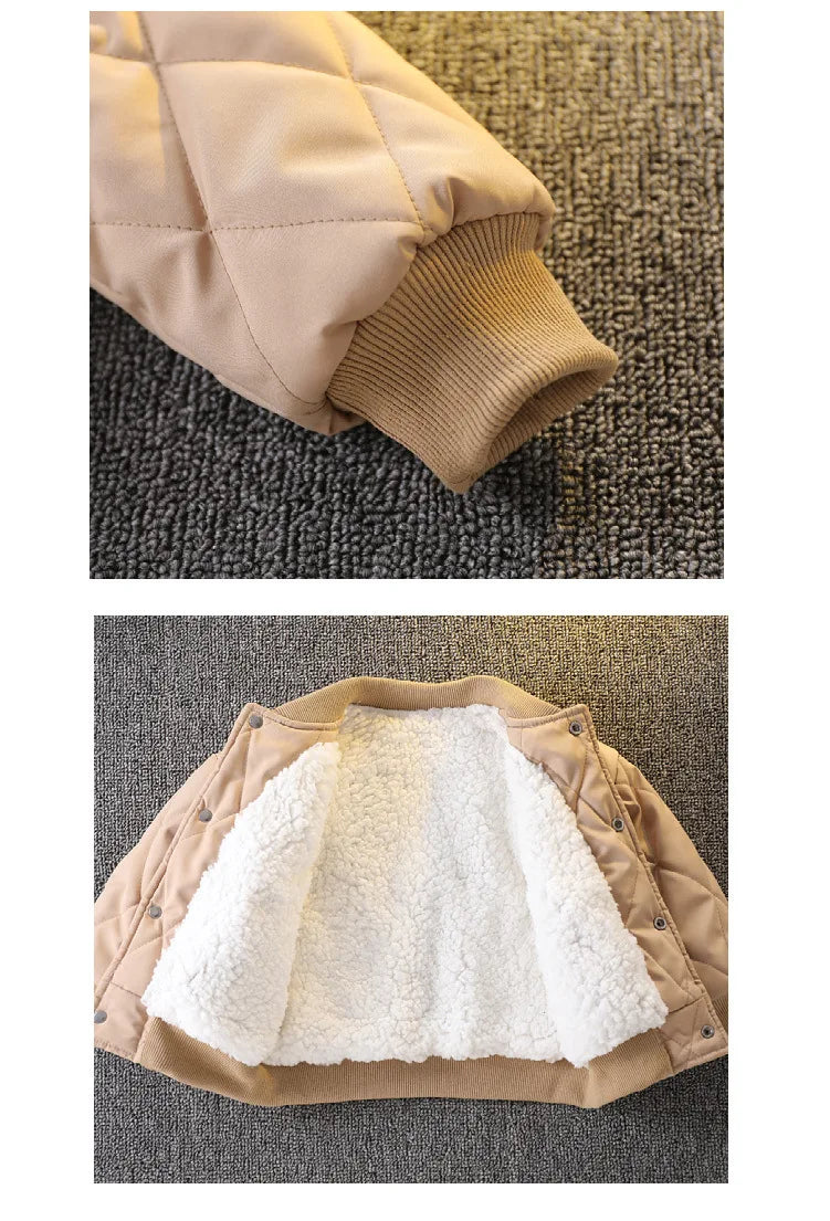 Veste en peluche épaisse pour bébé garçon – Vêtements chauds rembourrés en coton polaire