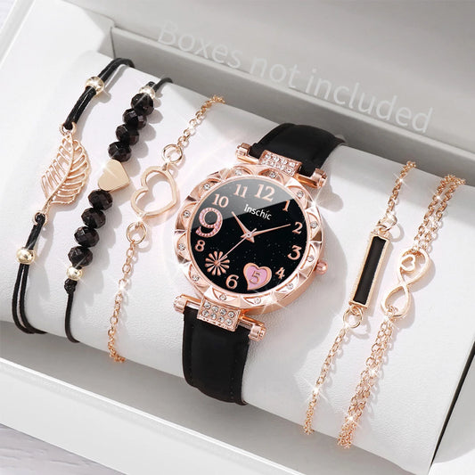Women's Multi Color Leather Strap Watches with Bracelets