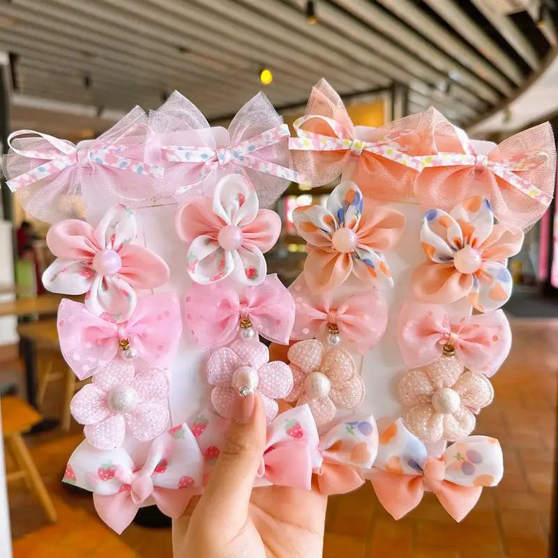 Girl's Lace Flower Elastic Bow Hairband Set
