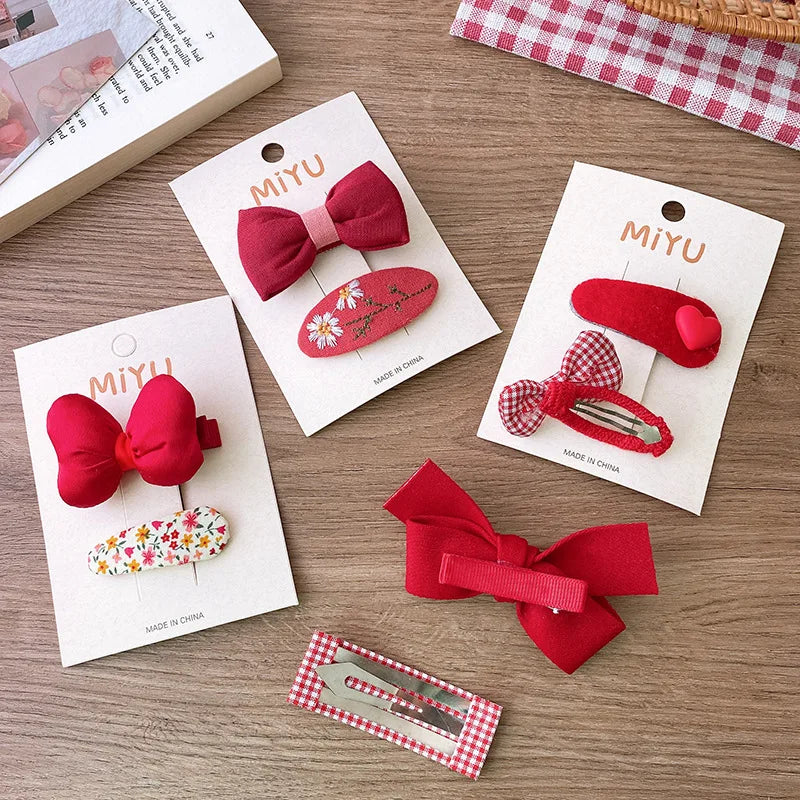 Barrettes à cheveux avec nœud rouge pour bébé fille