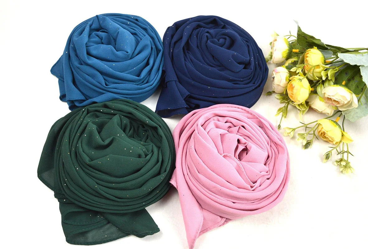 Hijab en mousseline de soie unie chic pour femmes