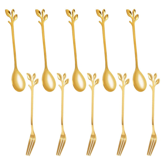 Stainless Steel Leaf Fruit Fork Set