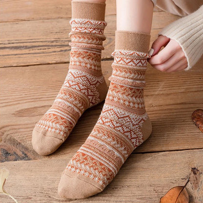 Coffee-Colored Retro Pile-Up Socks