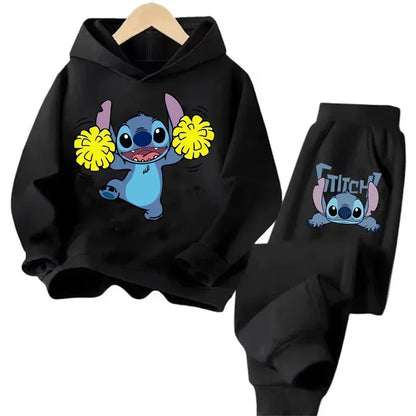 Kid's Stitch Anime Casual Hoodies Set