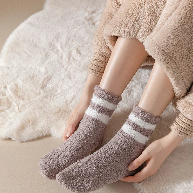 4 Pairs Couples' Winter Plush Slipper Socks