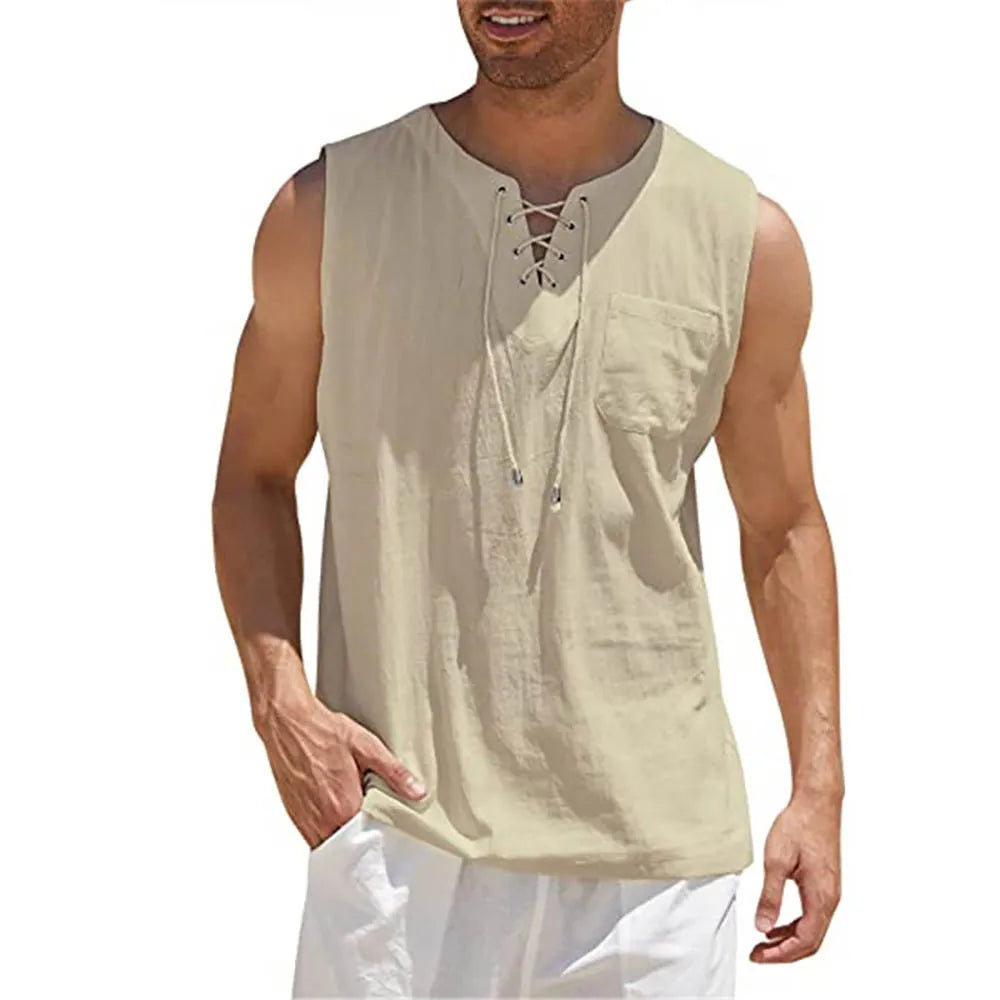 Summer Sleeveless Linen Tank Tops