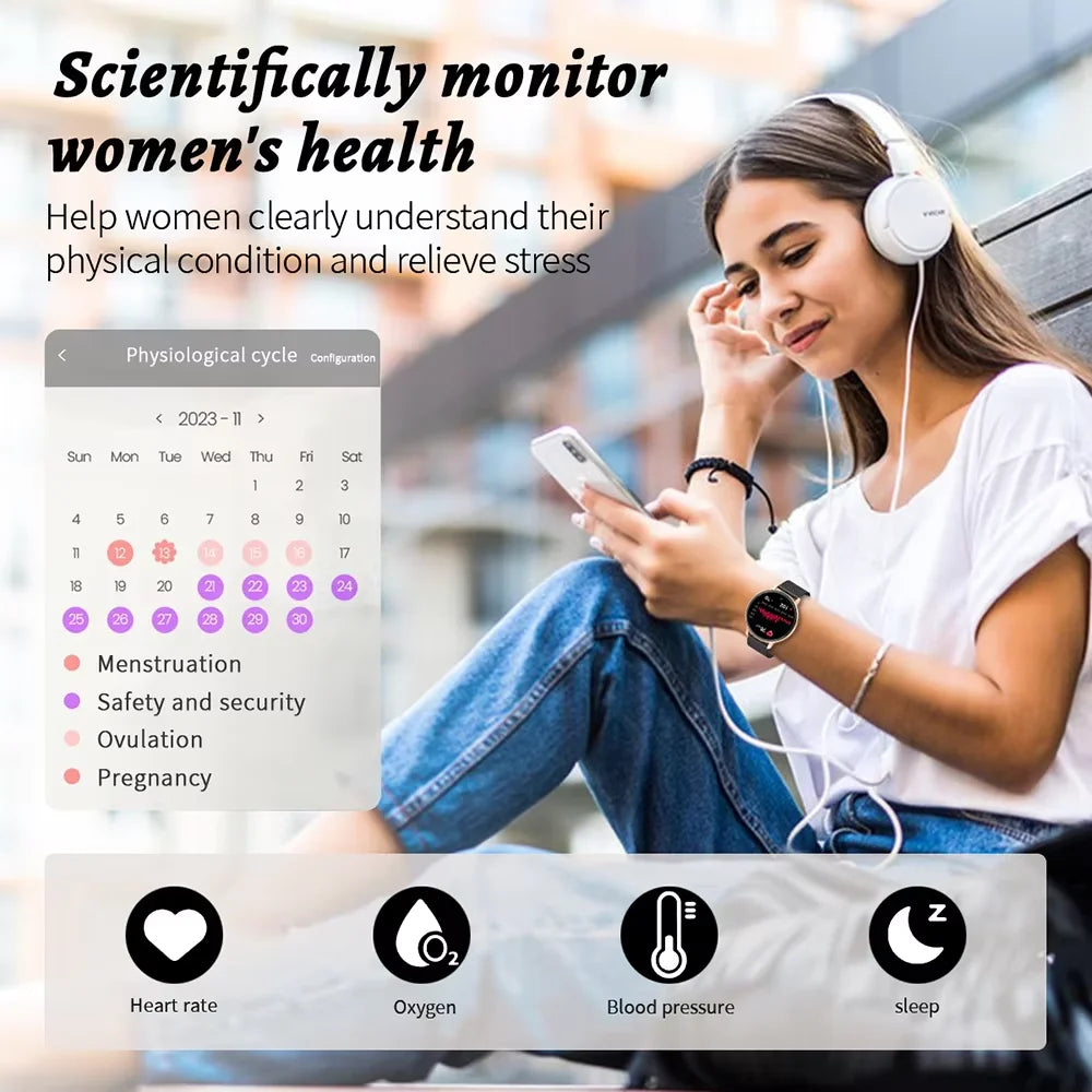 Women's Bluetooth Call Health Monitor Sports Smartwatch