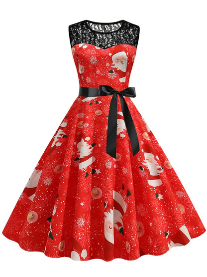 Lace Patchwork Retro Casual Dress