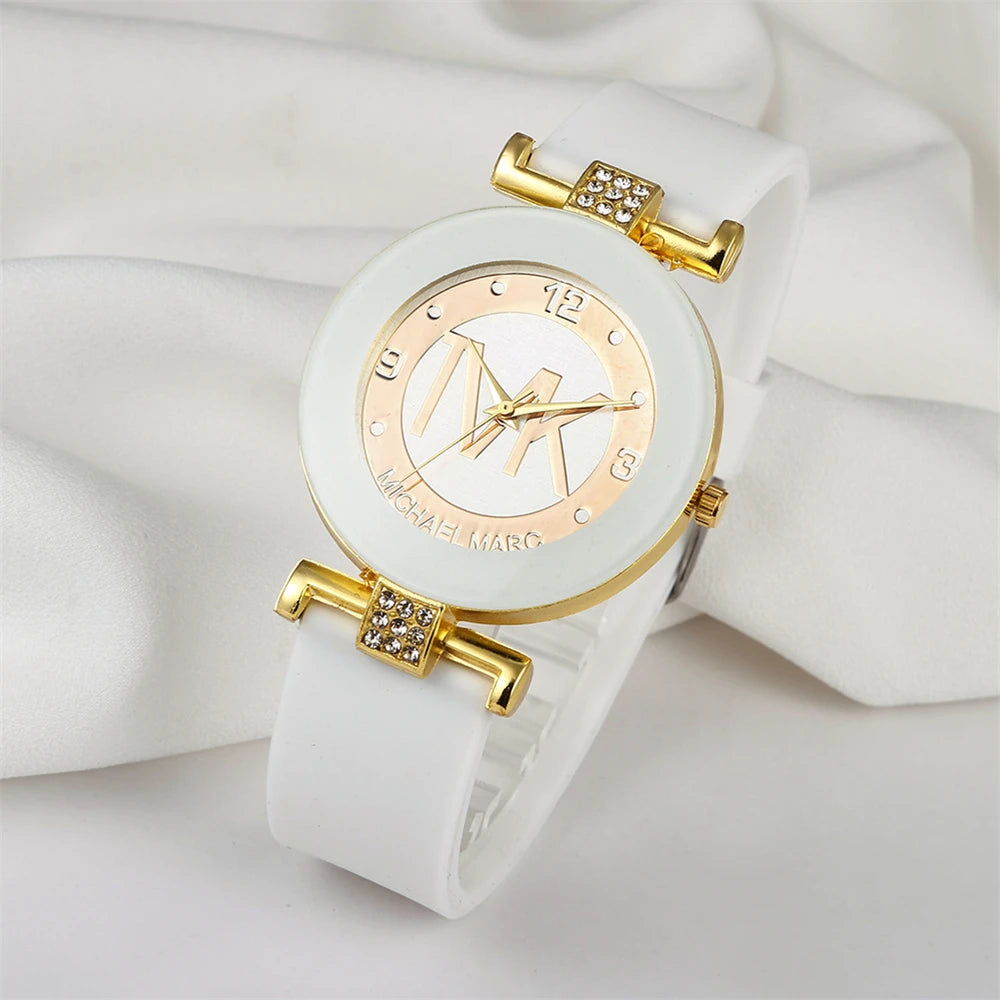 Women's Rhinestone Casual Round Strap Quartz Watches
