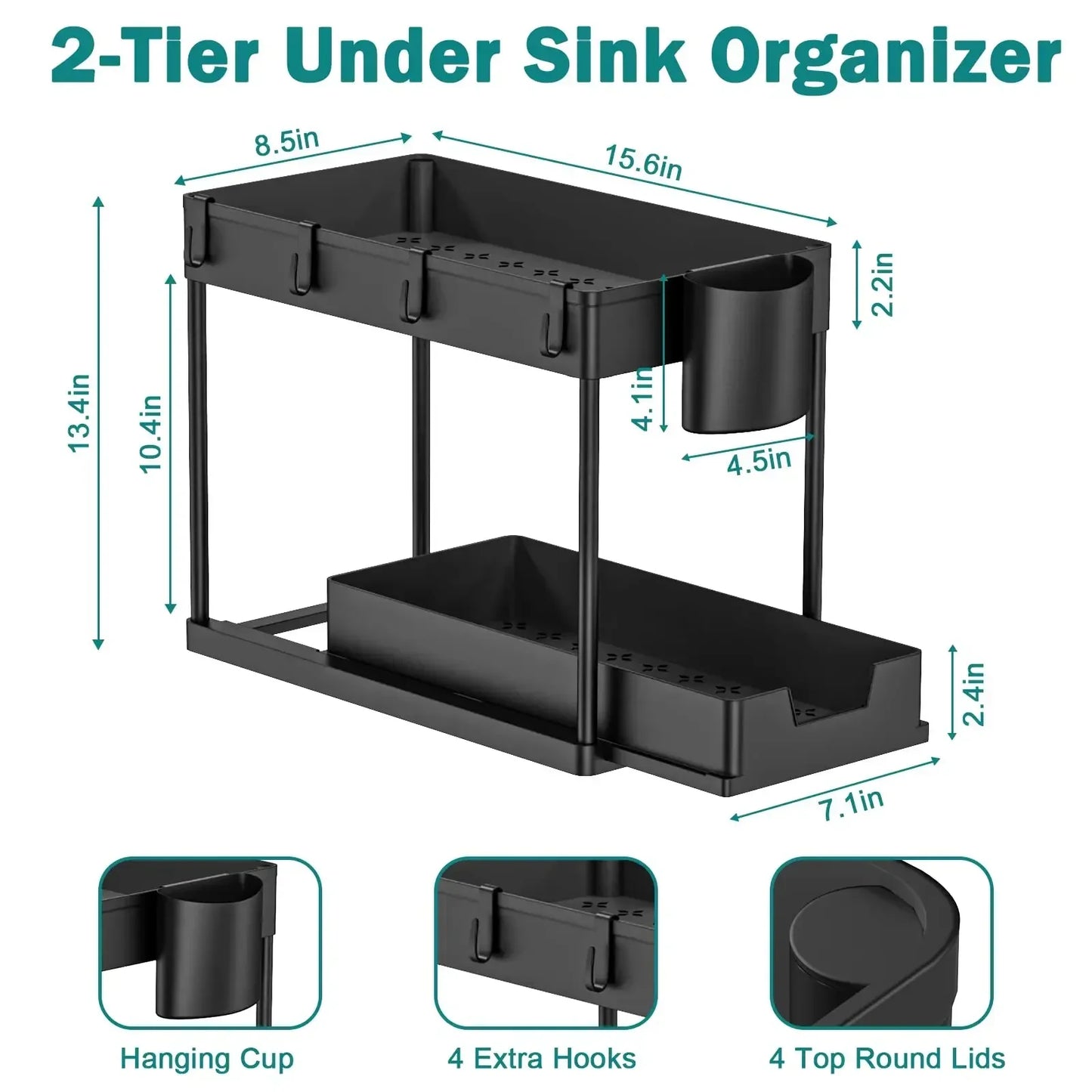 Pull-Out Double-Layer Spice Jar Storage Organizer