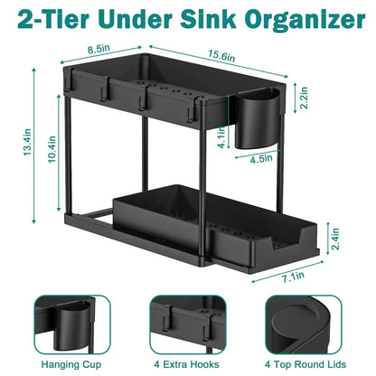 Pull-Out Double-Layer Spice Jar Storage Organizer