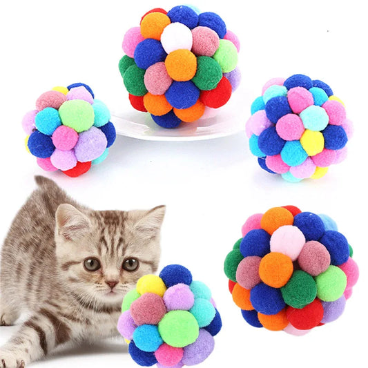 Colorful Handmade Bell Elastic Ball for Cats