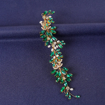 Women's Rhinestone Green Crystal Pearl Hairband