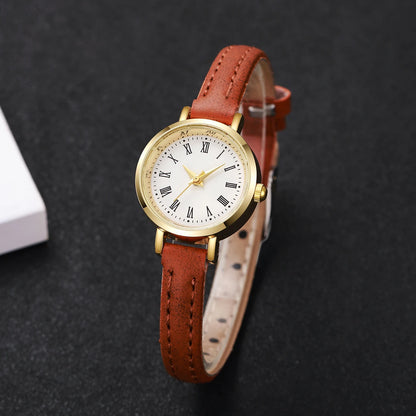 Montres-bracelets en cuir à quartz à petit cadran pour femmes