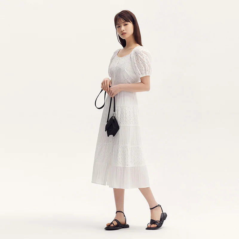 Chic White Square Collar Dress