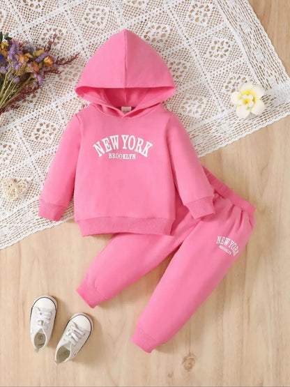 Casual Baby Girl Hoodie Set Long Sleeve