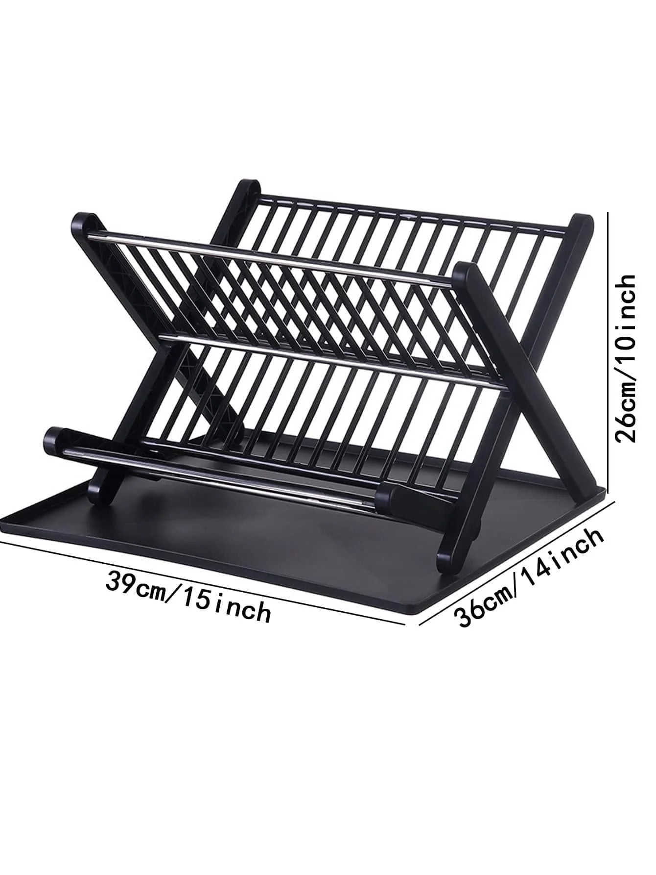 Foldable Black Kitchen Dish Tray Storage Rack