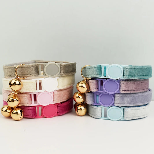 Adjustable Plaid Cat Collar with Bell Pendant