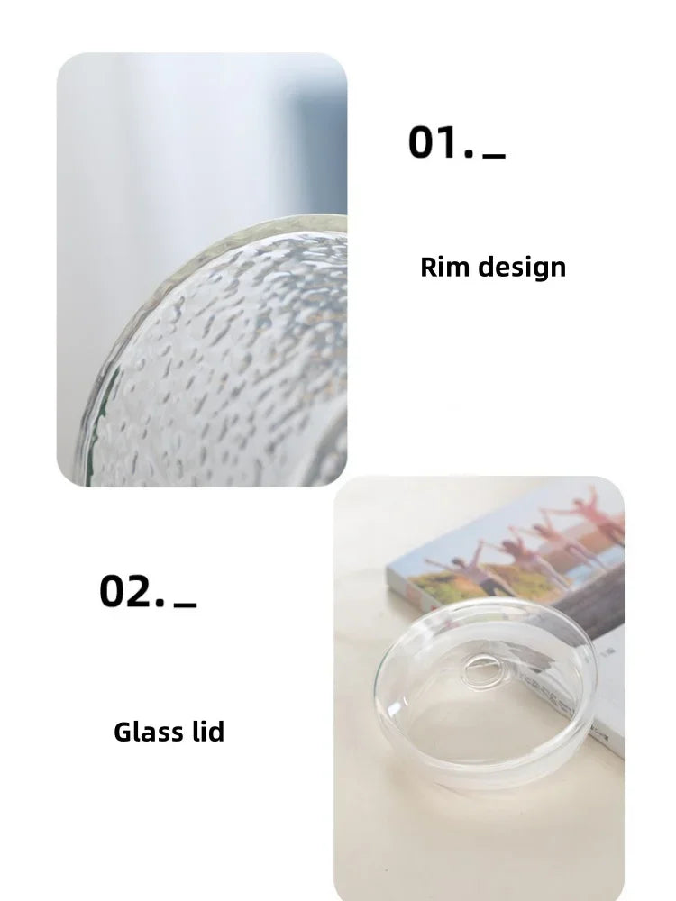 Gobelet en verre rayé de 600 ml avec thé - Couvercle et paille