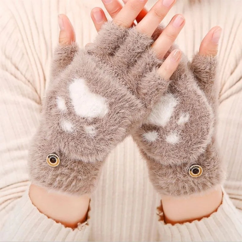 Women's Warm Cat Paw Gloves