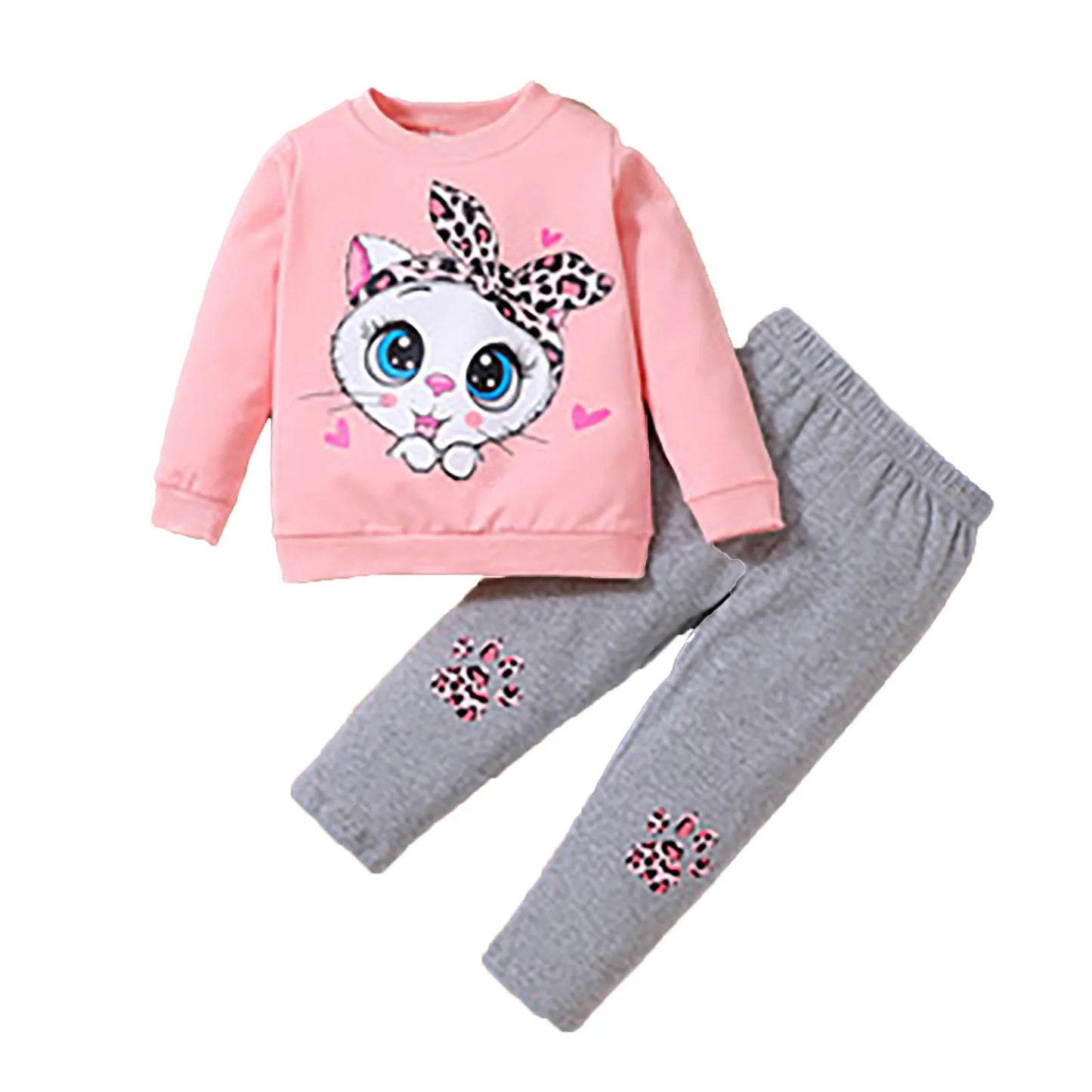 2-teiliges Set aus Sweatshirt und Hose mit Katzenstickerei für Baby Mädchen