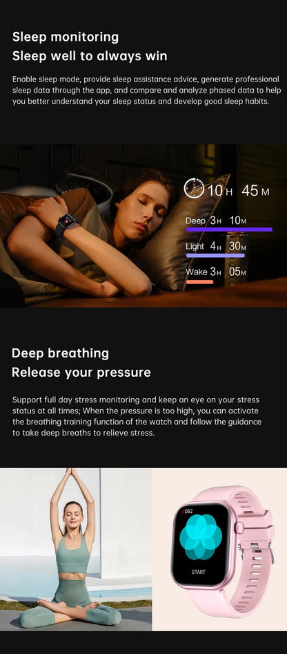 Men's Waterproof Touch Screen Bluetooth call Heart Watches