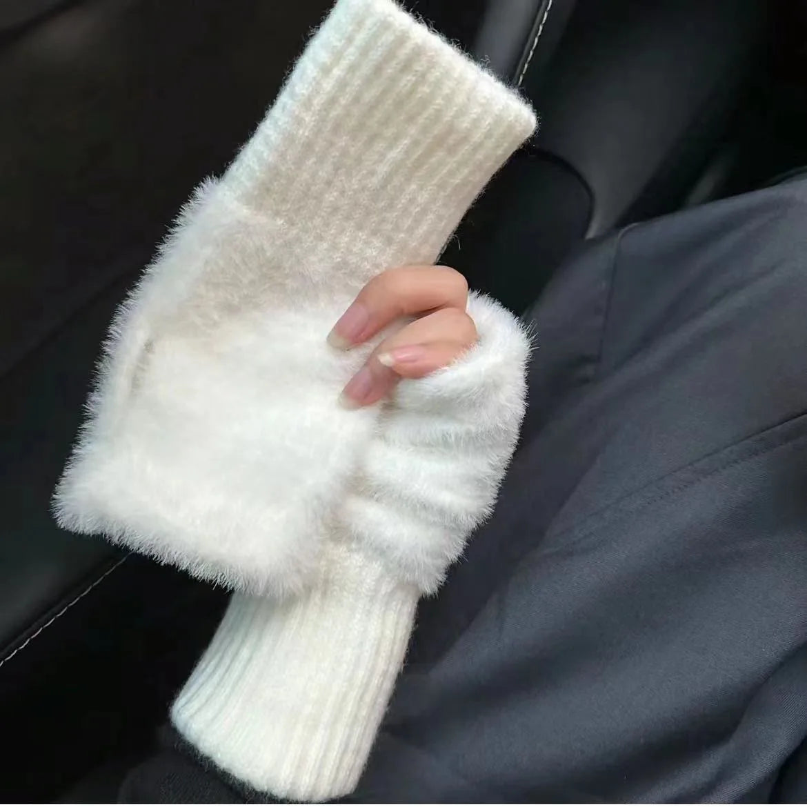 Fleece Winter Half-Finger Gloves