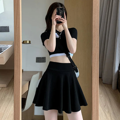 Korean Style High Waist Pleated Mini Skirt