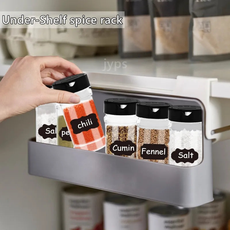 Wall-Mounted Spice Rack with Self-Adhesive Organizer