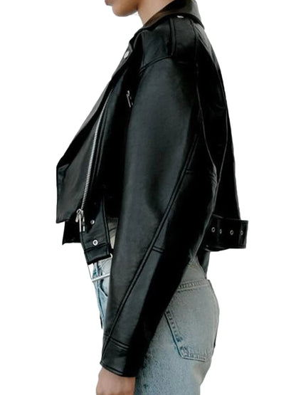 Veste motard en similicuir pour femme