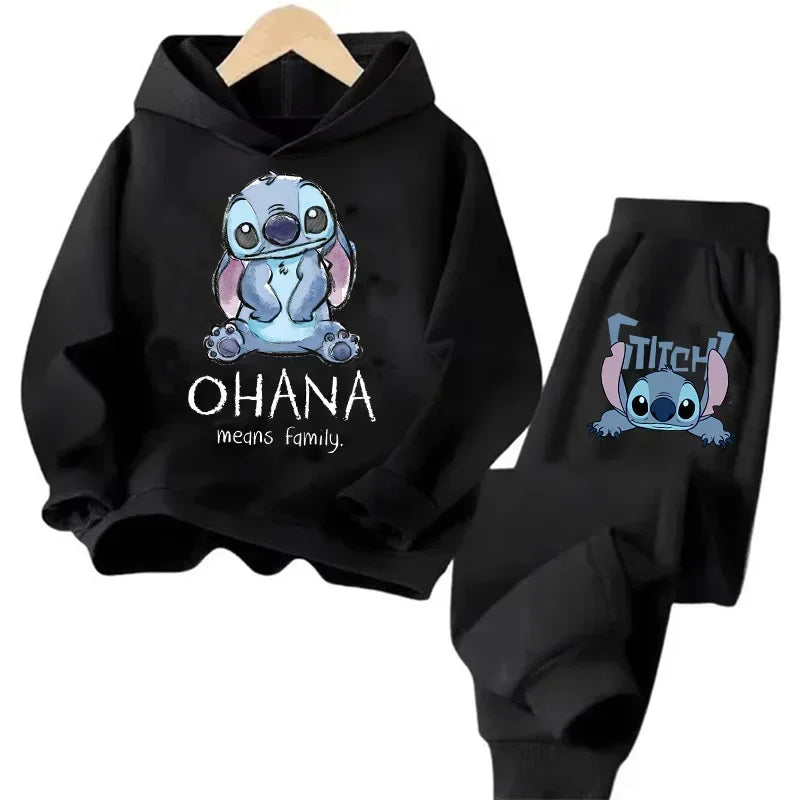 Kid's Stitch Anime Casual Hoodies Set