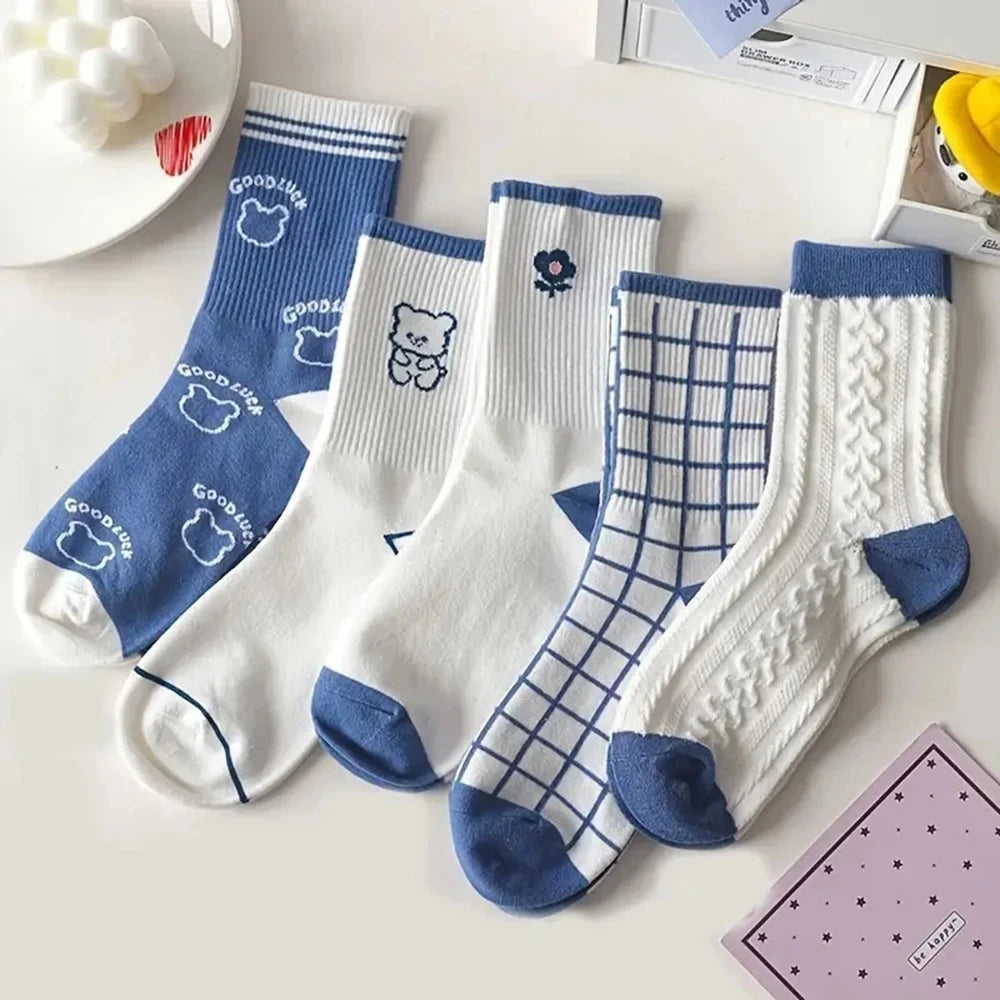 Chaussettes mi-longues avec broderie de lapin