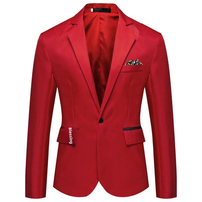 Men's Single Buttons Formal Business Suit Blazer