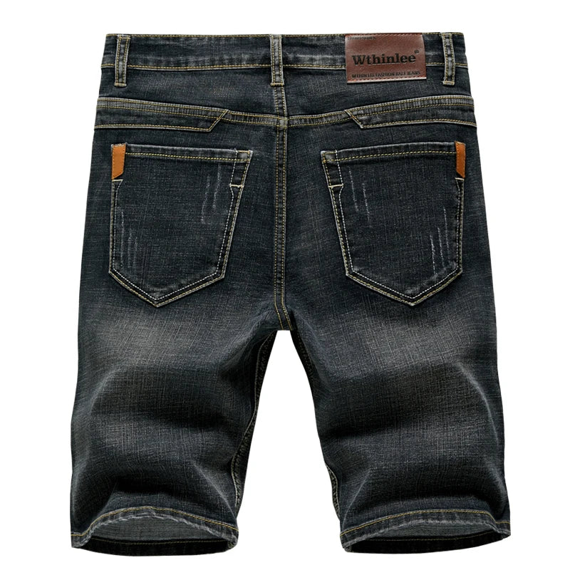 Dunkelblaue Stretch-Jeansshorts