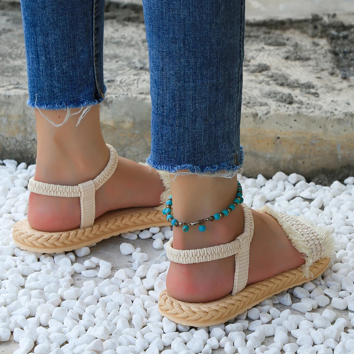 Non-Slip Tassel Shoelace Sandals