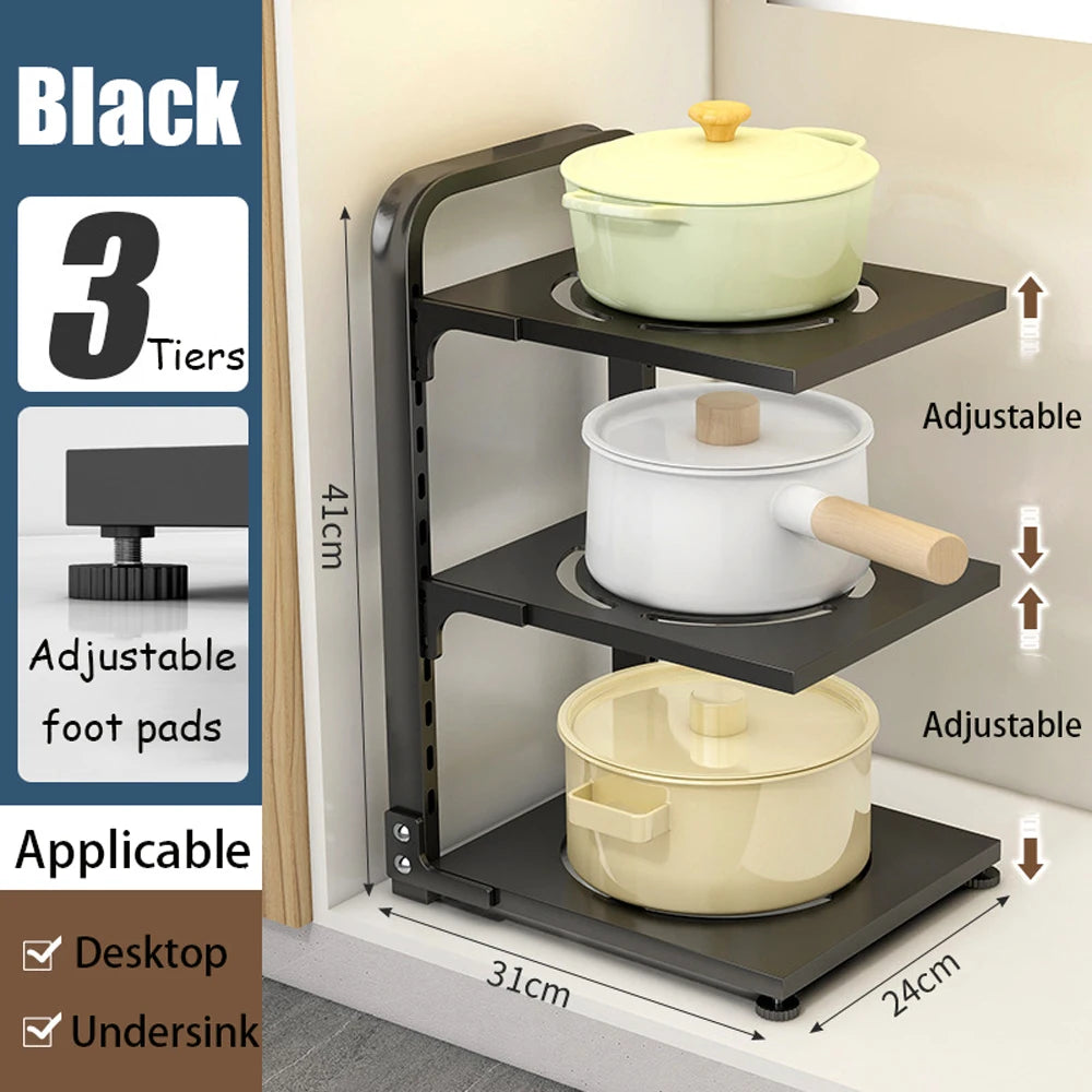 Adjustable Under Cabinet Pot Storage Rack