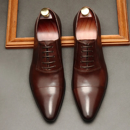 Leather Pointed Toe Oxford Shoes